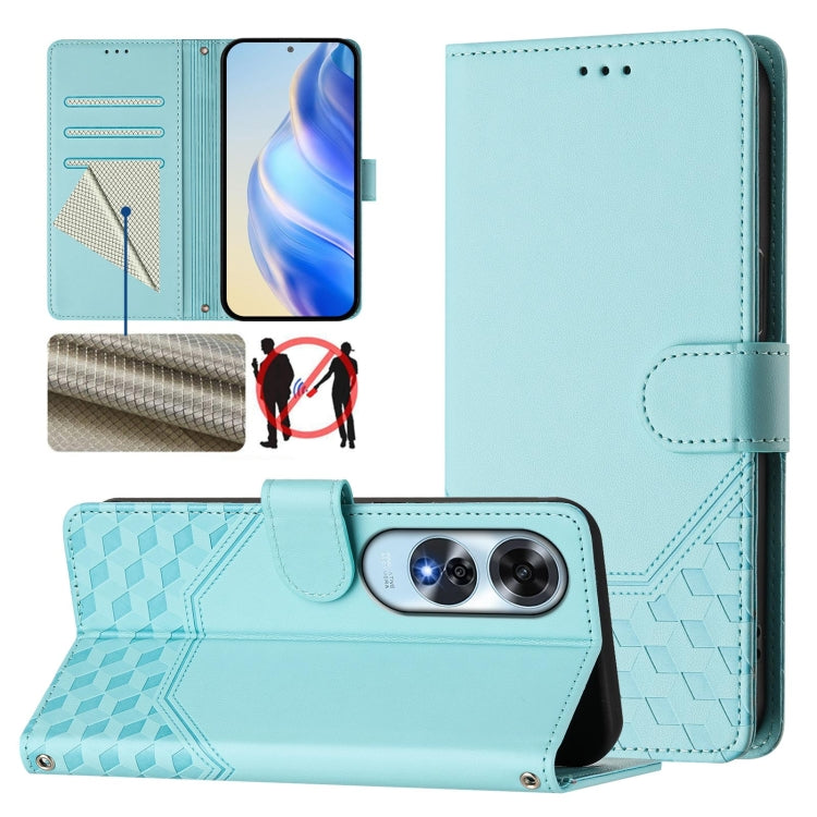 Honeycomb Embossing RFID Leather Phone Case, For OPPO F27 Pro+, For OPPO A60 4G Global, For OPPO Reno11 F 5G Global, For OPPO Find X7, For OPPO Reno11 5G Global, For OPPO Reno11 Pro 5G Global, For OPPO Find X7 Ultra, For OPPO A38 4G / A18 4G Global