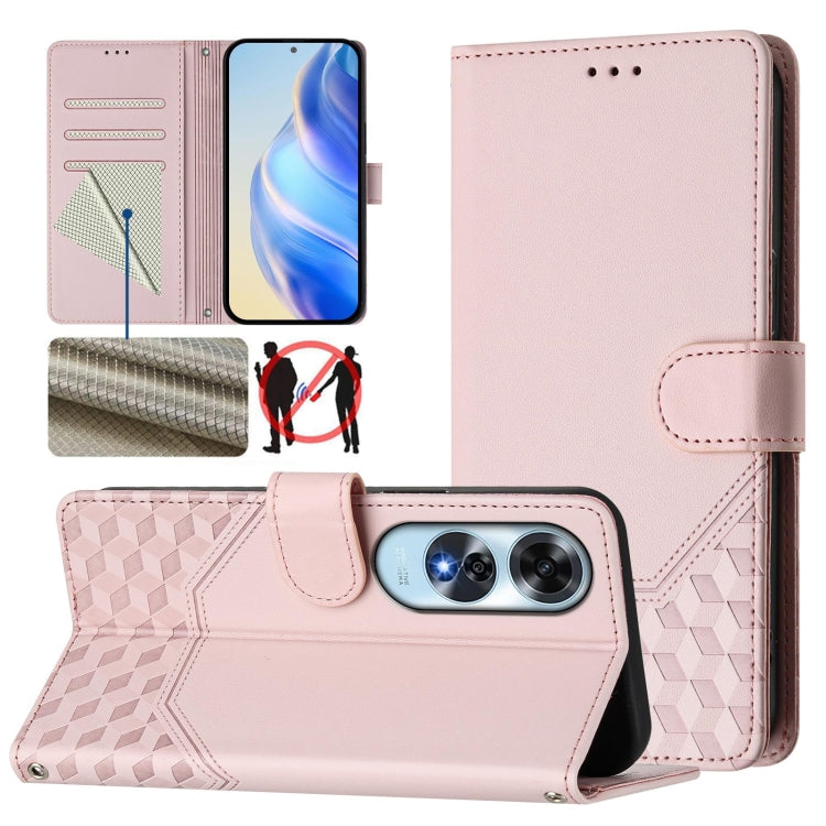 Honeycomb Embossing RFID Leather Phone Case, For OPPO F27 Pro+, For OPPO A60 4G Global, For OPPO Reno11 F 5G Global, For OPPO Find X7, For OPPO Reno11 5G Global, For OPPO Reno11 Pro 5G Global, For OPPO Find X7 Ultra, For OPPO A38 4G / A18 4G Global