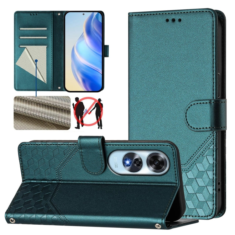 Honeycomb Embossing RFID Leather Phone Case, For OPPO F27 Pro+, For OPPO A60 4G Global, For OPPO Reno11 F 5G Global, For OPPO Find X7, For OPPO Reno11 5G Global, For OPPO Reno11 Pro 5G Global, For OPPO Find X7 Ultra, For OPPO A38 4G / A18 4G Global