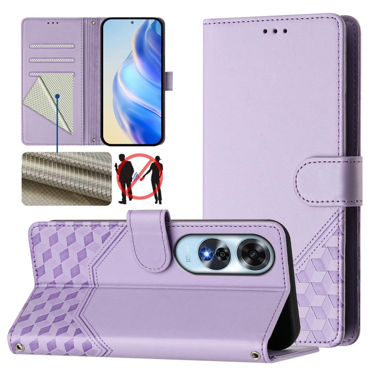 Honeycomb Embossing RFID Leather Phone Case, For OPPO F27 Pro+, For OPPO A60 4G Global, For OPPO Reno11 F 5G Global, For OPPO Find X7, For OPPO Reno11 5G Global, For OPPO Reno11 Pro 5G Global, For OPPO Find X7 Ultra, For OPPO A38 4G / A18 4G Global