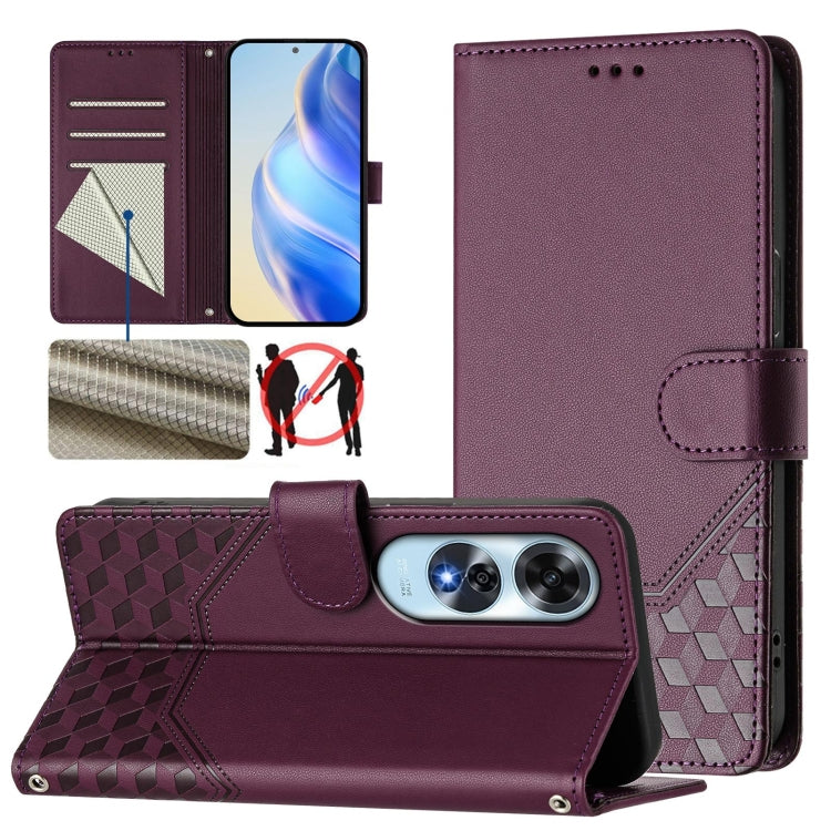Honeycomb Embossing RFID Leather Phone Case, For OPPO F27 Pro+, For OPPO A60 4G Global, For OPPO Reno11 F 5G Global, For OPPO Find X7, For OPPO Reno11 5G Global, For OPPO Reno11 Pro 5G Global, For OPPO Find X7 Ultra, For OPPO A38 4G / A18 4G Global