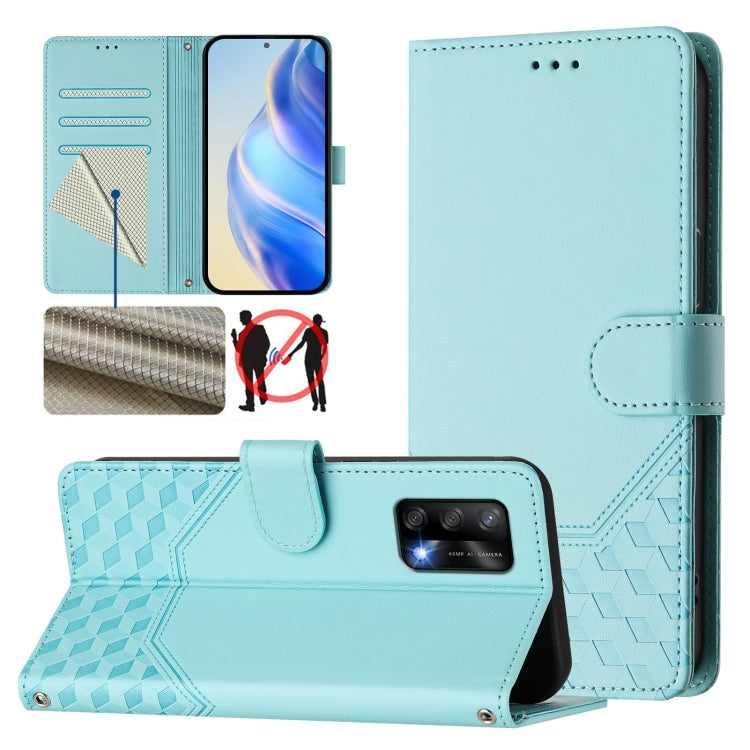 Honeycomb Embossing RFID Leather Phone Case, For OPPO Find X5, For OPPO Reno7 5G Global / Find X5 Lite, For OPPO A36 4G / A76 4G / A96 4G, For OPPO A54 4G / A54s / A55 5G / A16 / A16s, For OPPO A74 4G / F19 / F19s / A95 4G, For OPPO A15 / A15s / A35 20...
