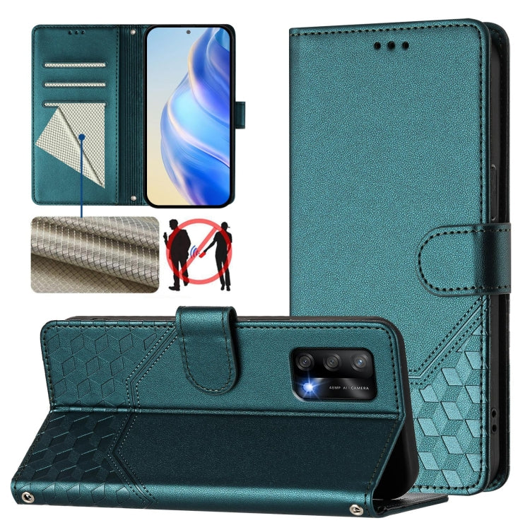 Honeycomb Embossing RFID Leather Phone Case, For OPPO Find X5, For OPPO Reno7 5G Global / Find X5 Lite, For OPPO A36 4G / A76 4G / A96 4G, For OPPO A54 4G / A54s / A55 5G / A16 / A16s, For OPPO A74 4G / F19 / F19s / A95 4G, For OPPO A15 / A15s / A35 20...