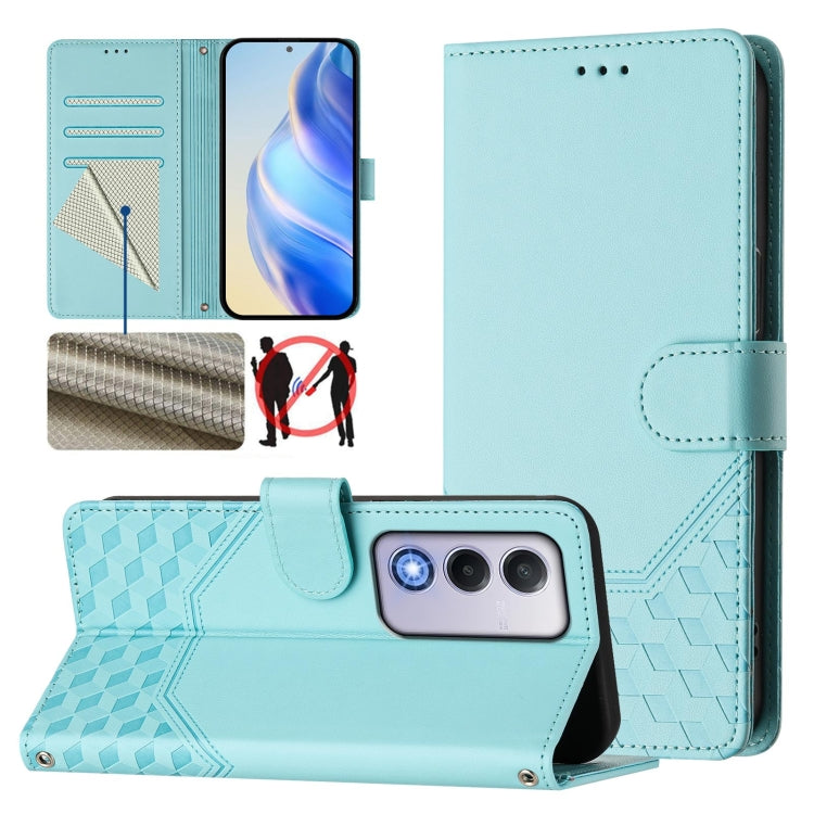 Honeycomb Embossing RFID Leather Phone Case, For OPPO Find X8 Ultra 5G, For OPPO A5 Pro 5G Global, For OPPO A5 Pro China, For OPPO Find X8, For OPPO A80 5G European / K12x 5G Global, For OPPO Reno12 F 4G Global, For OPPO Reno12 Pro 5G Global           ...