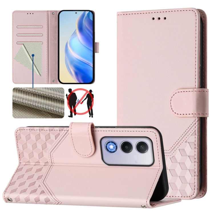 Honeycomb Embossing RFID Leather Phone Case, For OPPO Find X8 Ultra 5G, For OPPO A5 Pro 5G Global, For OPPO A5 Pro China, For OPPO Find X8, For OPPO A80 5G European / K12x 5G Global, For OPPO Reno12 F 4G Global, For OPPO Reno12 Pro 5G Global           ...