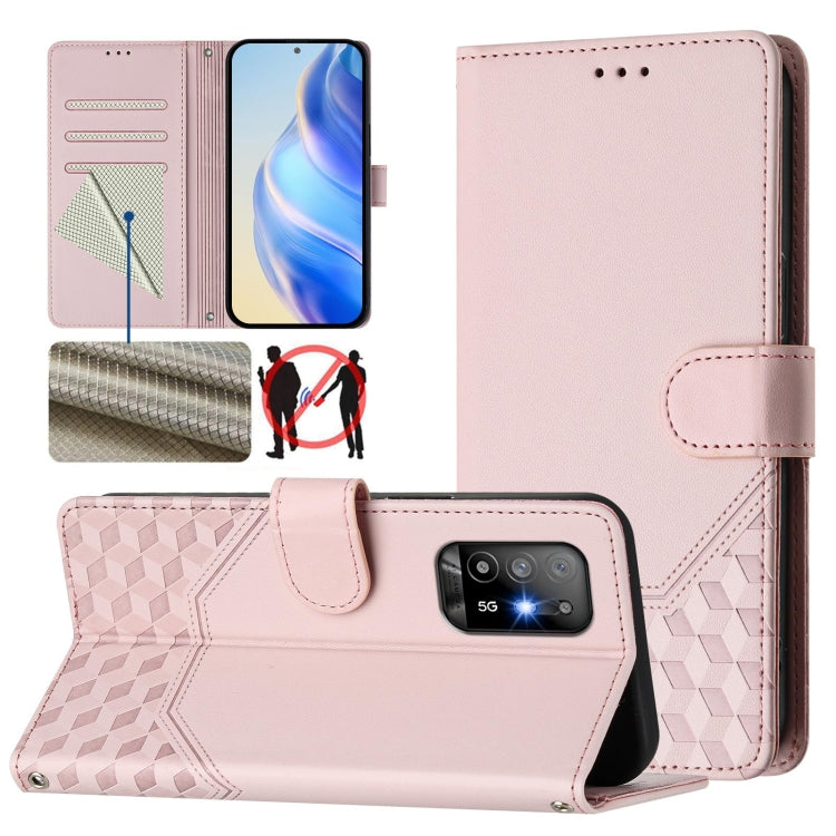 Honeycomb Embossing RFID Leather Phone Case, For OPPO Find X5, For OPPO Reno7 5G Global / Find X5 Lite, For OPPO A36 4G / A76 4G / A96 4G, For OPPO A54 4G / A54s / A55 5G / A16 / A16s, For OPPO A74 4G / F19 / F19s / A95 4G, For OPPO A15 / A15s / A35 20...