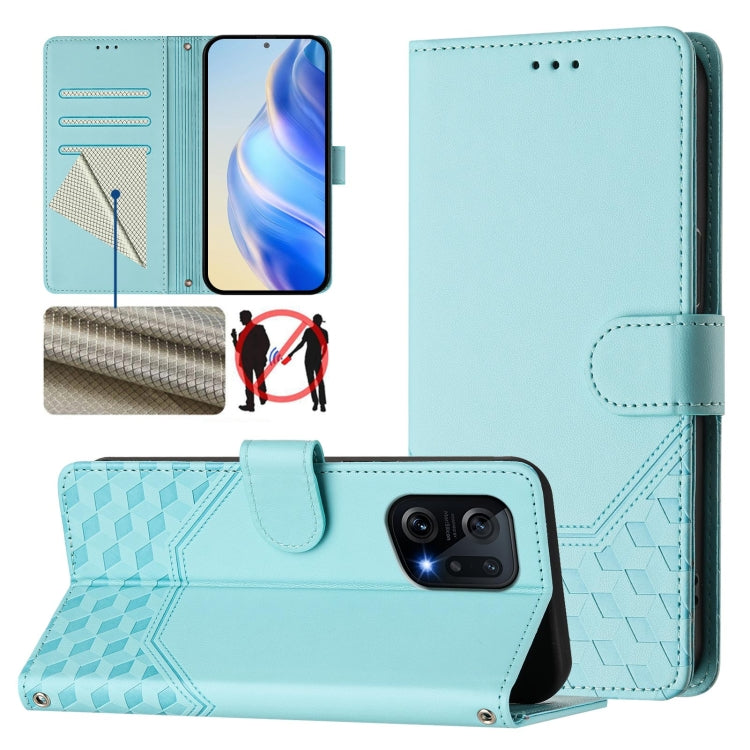 Honeycomb Embossing RFID Leather Phone Case, For OPPO Find X5, For OPPO Reno7 5G Global / Find X5 Lite, For OPPO A36 4G / A76 4G / A96 4G, For OPPO A54 4G / A54s / A55 5G / A16 / A16s, For OPPO A74 4G / F19 / F19s / A95 4G, For OPPO A15 / A15s / A35 20...