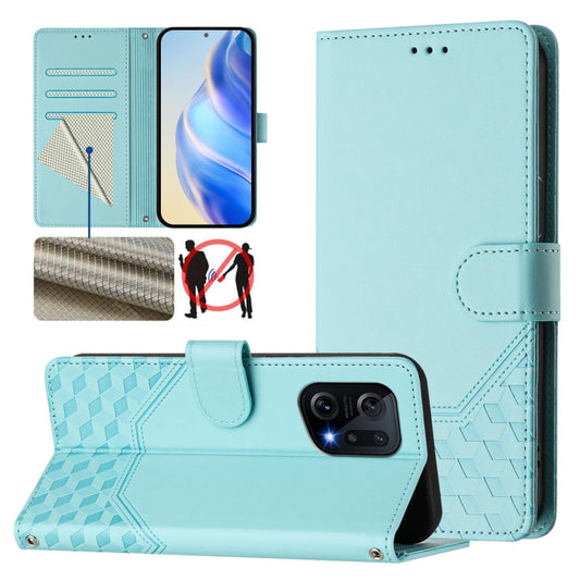 Honeycomb Embossing RFID Leather Phone Case, For OPPO Find X5, For OPPO Reno7 5G Global / Find X5 Lite, For OPPO A36 4G / A76 4G / A96 4G, For OPPO A54 4G / A54s / A55 5G / A16 / A16s, For OPPO A74 4G / F19 / F19s / A95 4G, For OPPO A15 / A15s / A35 20...