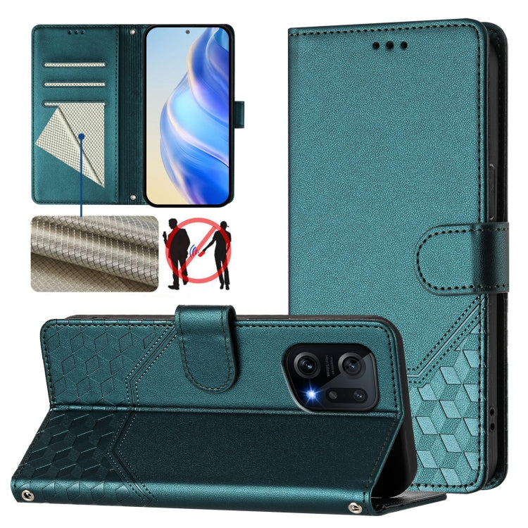 Honeycomb Embossing RFID Leather Phone Case, For OPPO Find X5, For OPPO Reno7 5G Global / Find X5 Lite, For OPPO A36 4G / A76 4G / A96 4G, For OPPO A54 4G / A54s / A55 5G / A16 / A16s, For OPPO A74 4G / F19 / F19s / A95 4G, For OPPO A15 / A15s / A35 20...