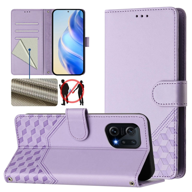 Honeycomb Embossing RFID Leather Phone Case, For OPPO Find X5, For OPPO Reno7 5G Global / Find X5 Lite, For OPPO A36 4G / A76 4G / A96 4G, For OPPO A54 4G / A54s / A55 5G / A16 / A16s, For OPPO A74 4G / F19 / F19s / A95 4G, For OPPO A15 / A15s / A35 20...