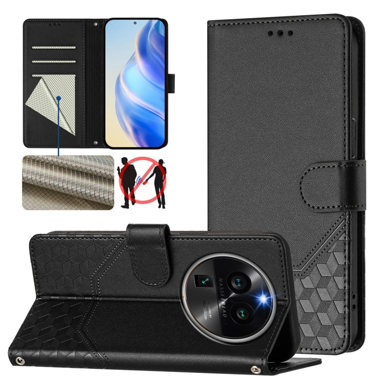 Honeycomb Embossing RFID Leather Phone Case, For OPPO Reno9 A, For OPPO Reno10 / Reno10 Pro Global, For OPPO A98 5G / F23 5G India, For OPPO Find X8 Pro, For OPPO A78 5G Global / A1x 5G, For OPPO Reno8 T 4G, For OPPO Find X6 Pro, For OPPO Find X6
