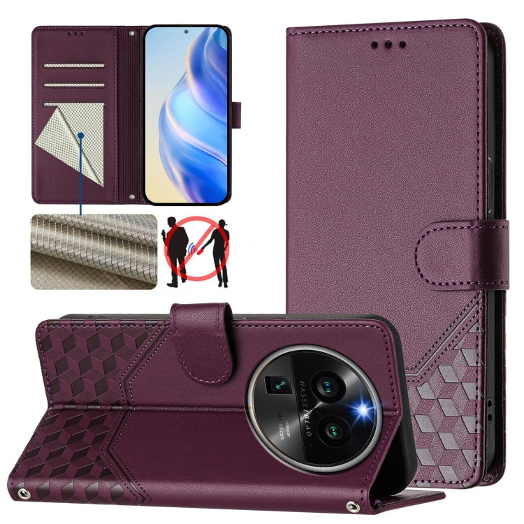 Honeycomb Embossing RFID Leather Phone Case, For OPPO Reno9 A, For OPPO Reno10 / Reno10 Pro Global, For OPPO A98 5G / F23 5G India, For OPPO Find X8 Pro, For OPPO A78 5G Global / A1x 5G, For OPPO Reno8 T 4G, For OPPO Find X6 Pro, For OPPO Find X6