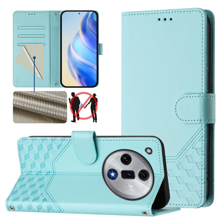 Honeycomb Embossing RFID Leather Phone Case, For OPPO F27 Pro+, For OPPO A60 4G Global, For OPPO Reno11 F 5G Global, For OPPO Find X7, For OPPO Reno11 5G Global, For OPPO Reno11 Pro 5G Global, For OPPO Find X7 Ultra, For OPPO A38 4G / A18 4G Global