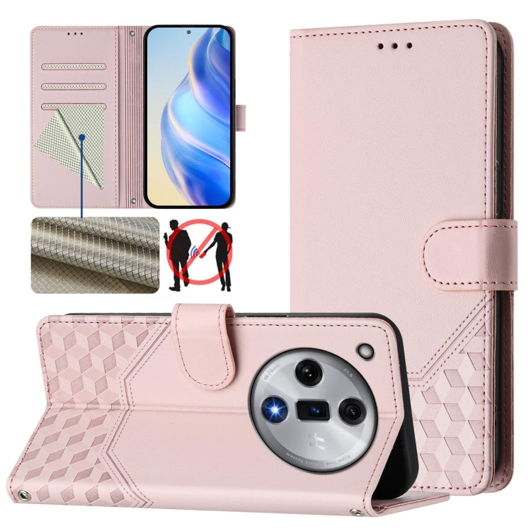 Honeycomb Embossing RFID Leather Phone Case, For OPPO F27 Pro+, For OPPO A60 4G Global, For OPPO Reno11 F 5G Global, For OPPO Find X7, For OPPO Reno11 5G Global, For OPPO Reno11 Pro 5G Global, For OPPO Find X7 Ultra, For OPPO A38 4G / A18 4G Global