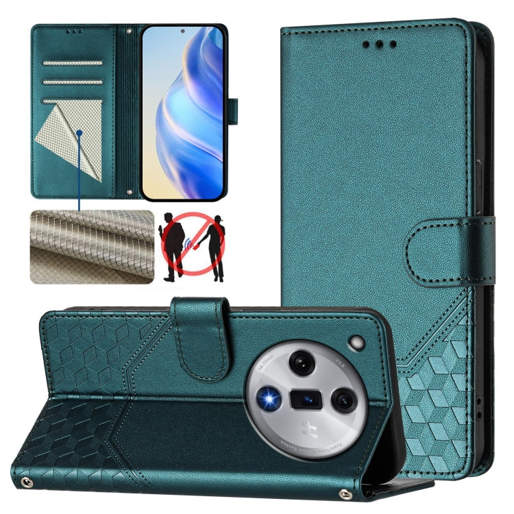 Honeycomb Embossing RFID Leather Phone Case, For OPPO F27 Pro+, For OPPO A60 4G Global, For OPPO Reno11 F 5G Global, For OPPO Find X7, For OPPO Reno11 5G Global, For OPPO Reno11 Pro 5G Global, For OPPO Find X7 Ultra, For OPPO A38 4G / A18 4G Global