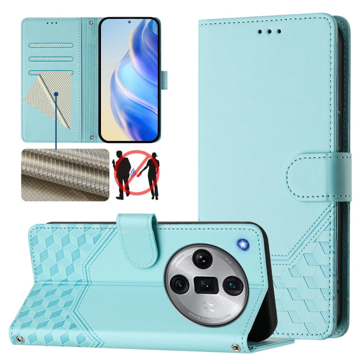 Honeycomb Embossing RFID Leather Phone Case, For OPPO F27 Pro+, For OPPO A60 4G Global, For OPPO Reno11 F 5G Global, For OPPO Find X7, For OPPO Reno11 5G Global, For OPPO Reno11 Pro 5G Global, For OPPO Find X7 Ultra, For OPPO A38 4G / A18 4G Global
