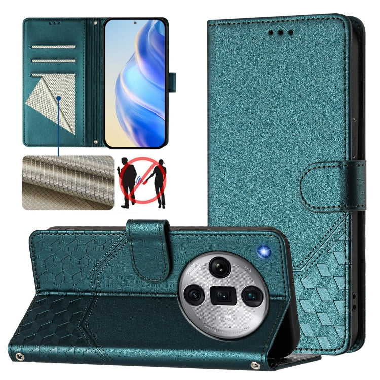 Honeycomb Embossing RFID Leather Phone Case, For OPPO F27 Pro+, For OPPO A60 4G Global, For OPPO Reno11 F 5G Global, For OPPO Find X7, For OPPO Reno11 5G Global, For OPPO Reno11 Pro 5G Global, For OPPO Find X7 Ultra, For OPPO A38 4G / A18 4G Global