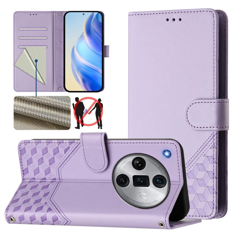 Honeycomb Embossing RFID Leather Phone Case, For OPPO F27 Pro+, For OPPO A60 4G Global, For OPPO Reno11 F 5G Global, For OPPO Find X7, For OPPO Reno11 5G Global, For OPPO Reno11 Pro 5G Global, For OPPO Find X7 Ultra, For OPPO A38 4G / A18 4G Global