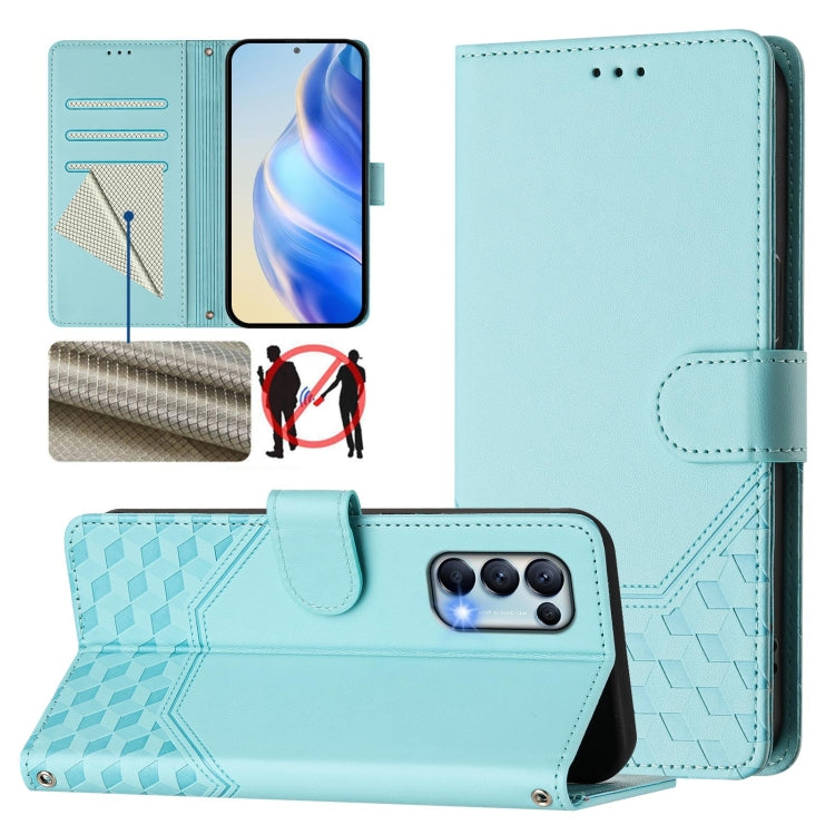 Honeycomb Embossing RFID Leather Phone Case, For OPPO A54 5G / A74 5G / A93 5G, For OPPO Reno5 / Find X3 Lite, For OPPO A79 5G Global