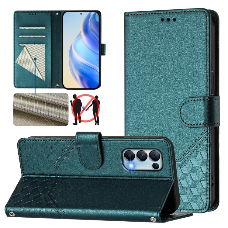 Honeycomb Embossing RFID Leather Phone Case, For OPPO A54 5G / A74 5G / A93 5G, For OPPO Reno5 / Find X3 Lite, For OPPO A79 5G Global