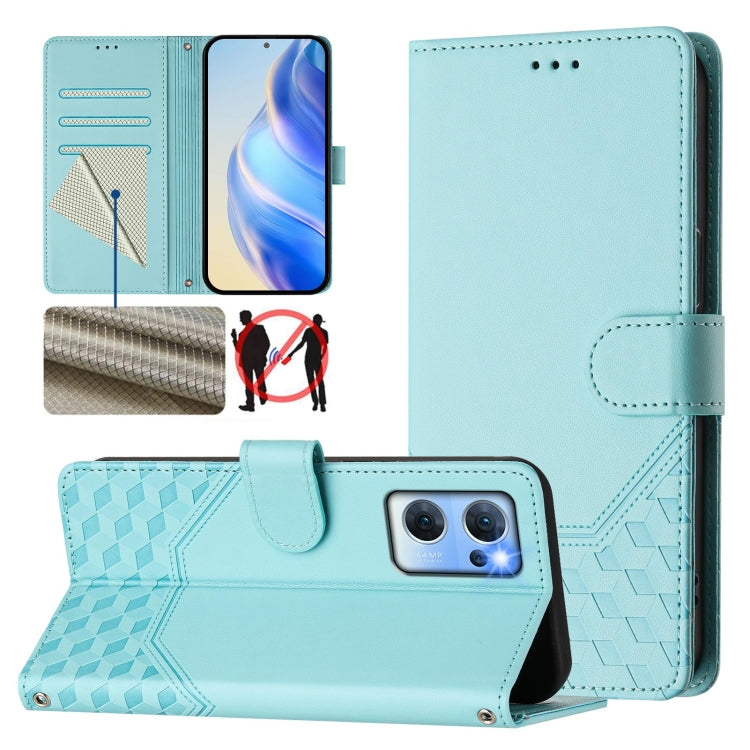 Honeycomb Embossing RFID Leather Phone Case, For OPPO Find X5, For OPPO Reno7 5G Global / Find X5 Lite, For OPPO A36 4G / A76 4G / A96 4G, For OPPO A54 4G / A54s / A55 5G / A16 / A16s, For OPPO A74 4G / F19 / F19s / A95 4G, For OPPO A15 / A15s / A35 20...