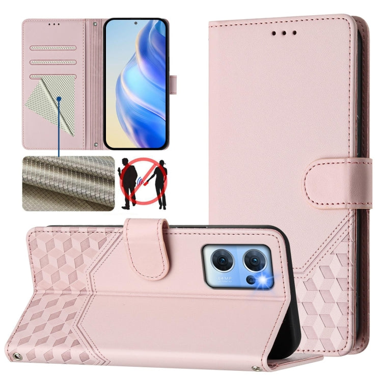 Honeycomb Embossing RFID Leather Phone Case, For OPPO Find X5, For OPPO Reno7 5G Global / Find X5 Lite, For OPPO A36 4G / A76 4G / A96 4G, For OPPO A54 4G / A54s / A55 5G / A16 / A16s, For OPPO A74 4G / F19 / F19s / A95 4G, For OPPO A15 / A15s / A35 20...