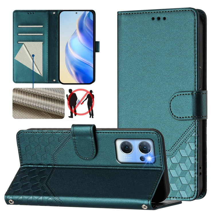 Honeycomb Embossing RFID Leather Phone Case, For OPPO Find X5, For OPPO Reno7 5G Global / Find X5 Lite, For OPPO A36 4G / A76 4G / A96 4G, For OPPO A54 4G / A54s / A55 5G / A16 / A16s, For OPPO A74 4G / F19 / F19s / A95 4G, For OPPO A15 / A15s / A35 20...