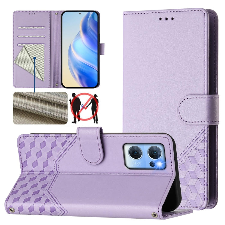 Honeycomb Embossing RFID Leather Phone Case, For OPPO Find X5, For OPPO Reno7 5G Global / Find X5 Lite, For OPPO A36 4G / A76 4G / A96 4G, For OPPO A54 4G / A54s / A55 5G / A16 / A16s, For OPPO A74 4G / F19 / F19s / A95 4G, For OPPO A15 / A15s / A35 20...
