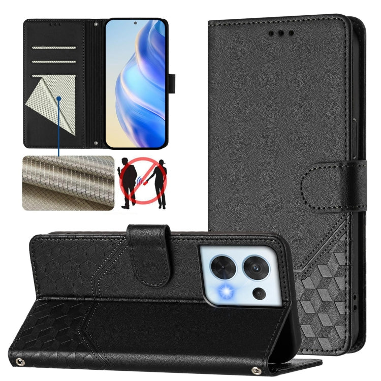 Honeycomb Embossing RFID Leather Phone Case, For OPPO A1 Pro 5G / Reno8 T 5G Global, For OPPO Reno9 5G / Reno9 Pro 5G, For OPPO A17 4G Global / A17k, For OPPO A57 4G / A77 4G / A57s 4G Global, For OPPO A77 5G / A97 5G, For OPPO Reno8 Pro 5G Global     ...