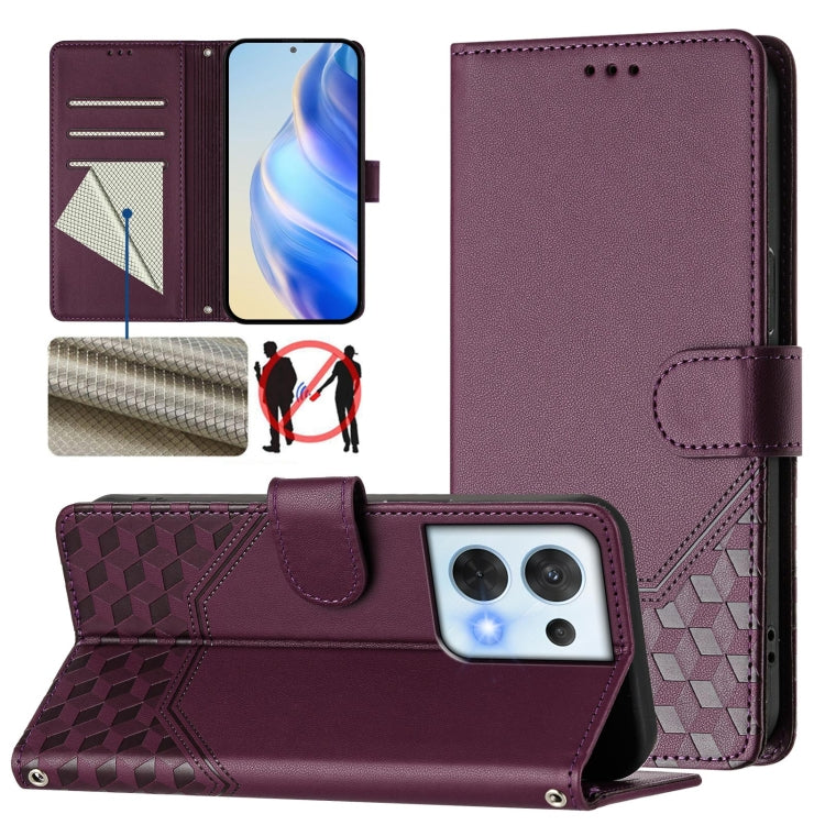 Honeycomb Embossing RFID Leather Phone Case, For OPPO A1 Pro 5G / Reno8 T 5G Global, For OPPO Reno9 5G / Reno9 Pro 5G, For OPPO A17 4G Global / A17k, For OPPO A57 4G / A77 4G / A57s 4G Global, For OPPO A77 5G / A97 5G, For OPPO Reno8 Pro 5G Global     ...