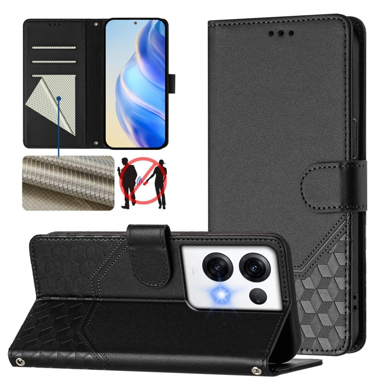 Honeycomb Embossing RFID Leather Phone Case, For OPPO A1 Pro 5G / Reno8 T 5G Global, For OPPO Reno9 5G / Reno9 Pro 5G, For OPPO A17 4G Global / A17k, For OPPO A57 4G / A77 4G / A57s 4G Global, For OPPO A77 5G / A97 5G, For OPPO Reno8 Pro 5G Global     ...