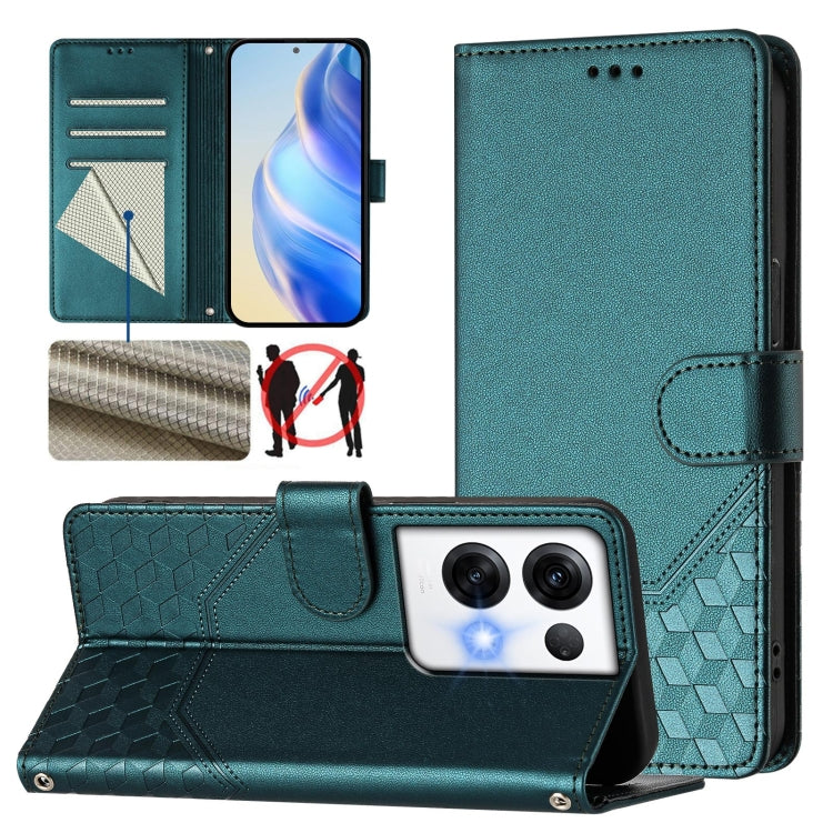 Honeycomb Embossing RFID Leather Phone Case, For OPPO A1 Pro 5G / Reno8 T 5G Global, For OPPO Reno9 5G / Reno9 Pro 5G, For OPPO A17 4G Global / A17k, For OPPO A57 4G / A77 4G / A57s 4G Global, For OPPO A77 5G / A97 5G, For OPPO Reno8 Pro 5G Global     ...