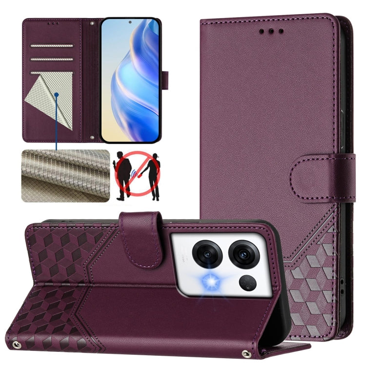 Honeycomb Embossing RFID Leather Phone Case, For OPPO A1 Pro 5G / Reno8 T 5G Global, For OPPO Reno9 5G / Reno9 Pro 5G, For OPPO A17 4G Global / A17k, For OPPO A57 4G / A77 4G / A57s 4G Global, For OPPO A77 5G / A97 5G, For OPPO Reno8 Pro 5G Global     ...