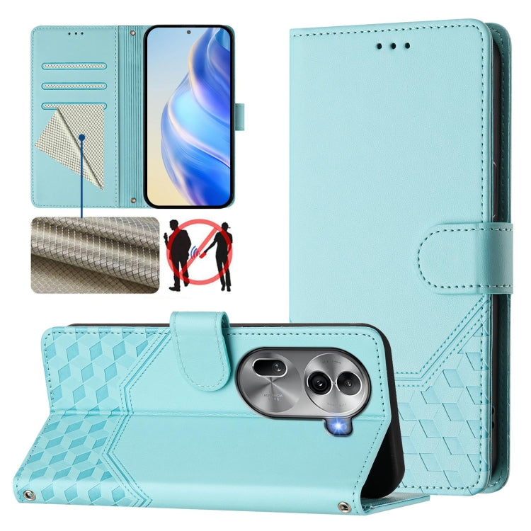 Honeycomb Embossing RFID Leather Phone Case, For OPPO F27 Pro+, For OPPO A60 4G Global, For OPPO Reno11 F 5G Global, For OPPO Find X7, For OPPO Reno11 5G Global, For OPPO Reno11 Pro 5G Global, For OPPO Find X7 Ultra, For OPPO A38 4G / A18 4G Global
