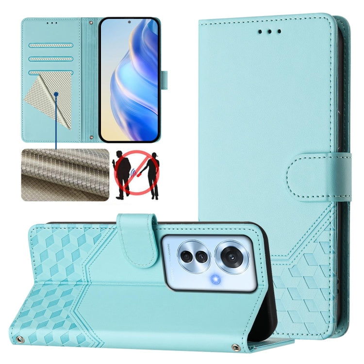 Honeycomb Embossing RFID Leather Phone Case, For OPPO F27 Pro+, For OPPO A60 4G Global, For OPPO Reno11 F 5G Global, For OPPO Find X7, For OPPO Reno11 5G Global, For OPPO Reno11 Pro 5G Global, For OPPO Find X7 Ultra, For OPPO A38 4G / A18 4G Global