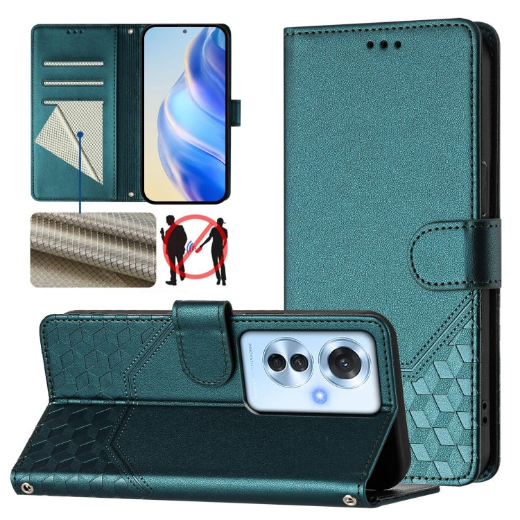 Honeycomb Embossing RFID Leather Phone Case, For OPPO F27 Pro+, For OPPO A60 4G Global, For OPPO Reno11 F 5G Global, For OPPO Find X7, For OPPO Reno11 5G Global, For OPPO Reno11 Pro 5G Global, For OPPO Find X7 Ultra, For OPPO A38 4G / A18 4G Global