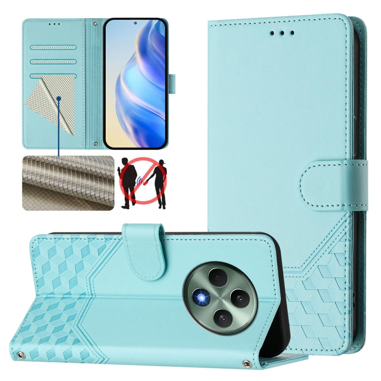 Honeycomb Embossing RFID Leather Phone Case, For OPPO Find X8 Ultra 5G, For OPPO A5 Pro 5G Global, For OPPO A5 Pro China, For OPPO Find X8, For OPPO A80 5G European / K12x 5G Global, For OPPO Reno12 F 4G Global, For OPPO Reno12 Pro 5G Global           ...
