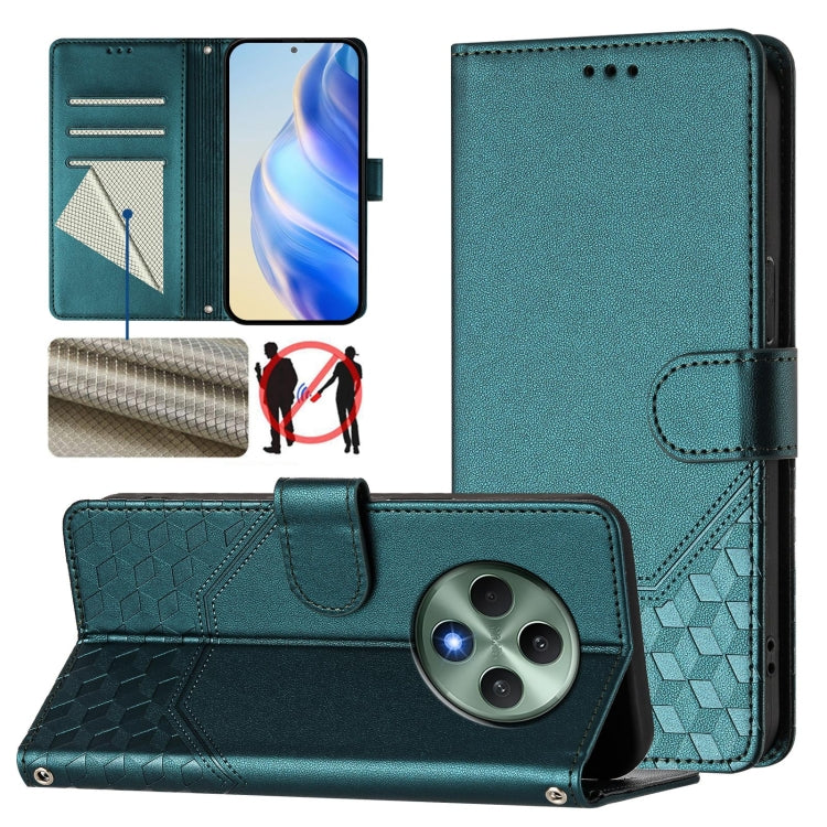 Honeycomb Embossing RFID Leather Phone Case, For OPPO Find X8 Ultra 5G, For OPPO A5 Pro 5G Global, For OPPO A5 Pro China, For OPPO Find X8, For OPPO A80 5G European / K12x 5G Global, For OPPO Reno12 F 4G Global, For OPPO Reno12 Pro 5G Global           ...