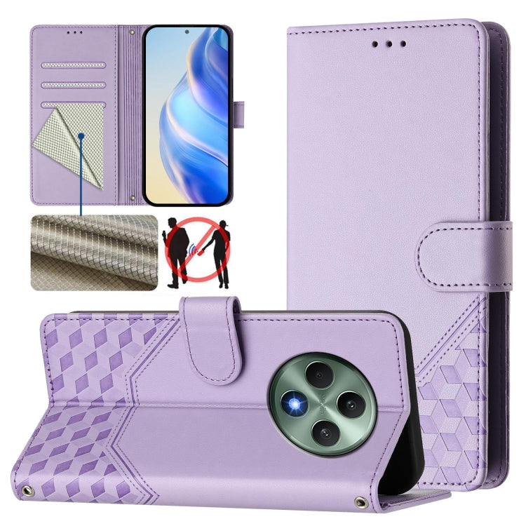 Honeycomb Embossing RFID Leather Phone Case, For OPPO Find X8 Ultra 5G, For OPPO A5 Pro 5G Global, For OPPO A5 Pro China, For OPPO Find X8, For OPPO A80 5G European / K12x 5G Global, For OPPO Reno12 F 4G Global, For OPPO Reno12 Pro 5G Global           ...