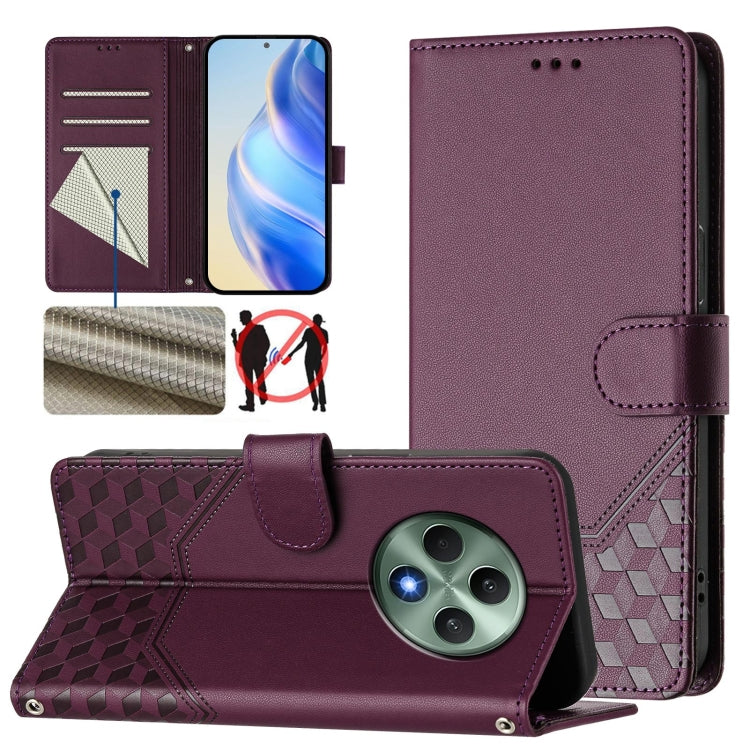 Honeycomb Embossing RFID Leather Phone Case, For OPPO Find X8 Ultra 5G, For OPPO A5 Pro 5G Global, For OPPO A5 Pro China, For OPPO Find X8, For OPPO A80 5G European / K12x 5G Global, For OPPO Reno12 F 4G Global, For OPPO Reno12 Pro 5G Global           ...