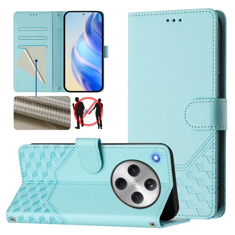 Honeycomb Embossing RFID Leather Phone Case, For OPPO Find X8 Ultra 5G, For OPPO A5 Pro 5G Global, For OPPO A5 Pro China, For OPPO Find X8, For OPPO A80 5G European / K12x 5G Global, For OPPO Reno12 F 4G Global, For OPPO Reno12 Pro 5G Global           ...