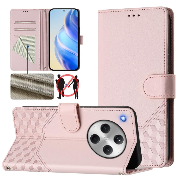 Honeycomb Embossing RFID Leather Phone Case, For OPPO Find X8 Ultra 5G, For OPPO A5 Pro 5G Global, For OPPO A5 Pro China, For OPPO Find X8, For OPPO A80 5G European / K12x 5G Global, For OPPO Reno12 F 4G Global, For OPPO Reno12 Pro 5G Global           ...