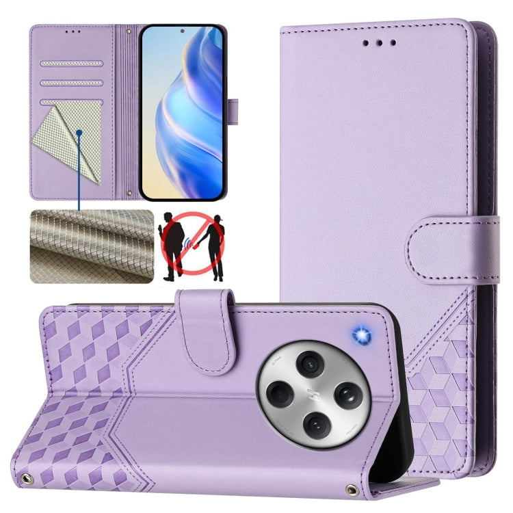 Honeycomb Embossing RFID Leather Phone Case, For OPPO Find X8 Ultra 5G, For OPPO A5 Pro 5G Global, For OPPO A5 Pro China, For OPPO Find X8, For OPPO A80 5G European / K12x 5G Global, For OPPO Reno12 F 4G Global, For OPPO Reno12 Pro 5G Global           ...