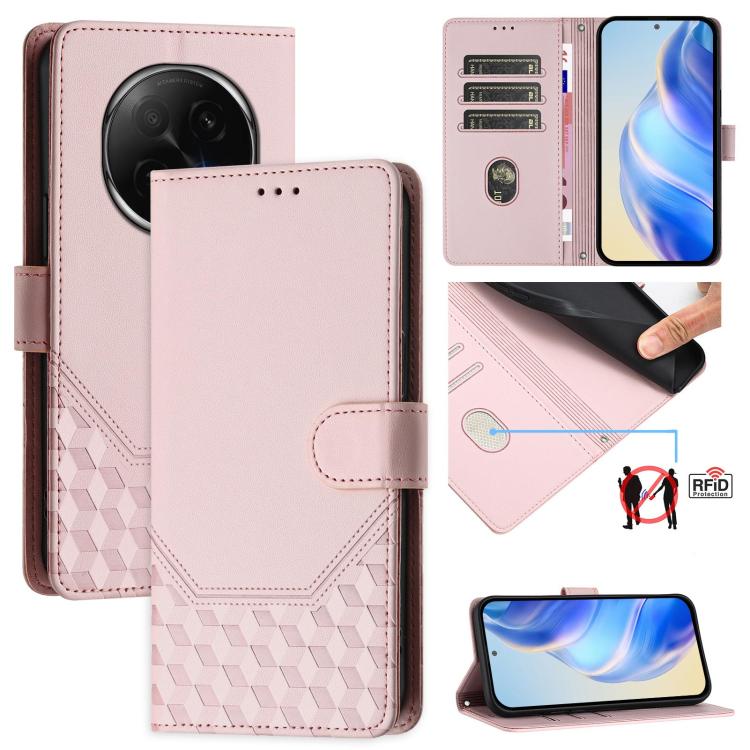 Honeycomb Embossing RFID Leather Phone Case, For OPPO Find X8 Ultra 5G, For OPPO A5 Pro 5G Global, For OPPO A5 Pro China, For OPPO Find X8, For OPPO A80 5G European / K12x 5G Global, For OPPO Reno12 F 4G Global, For OPPO Reno12 Pro 5G Global           ...
