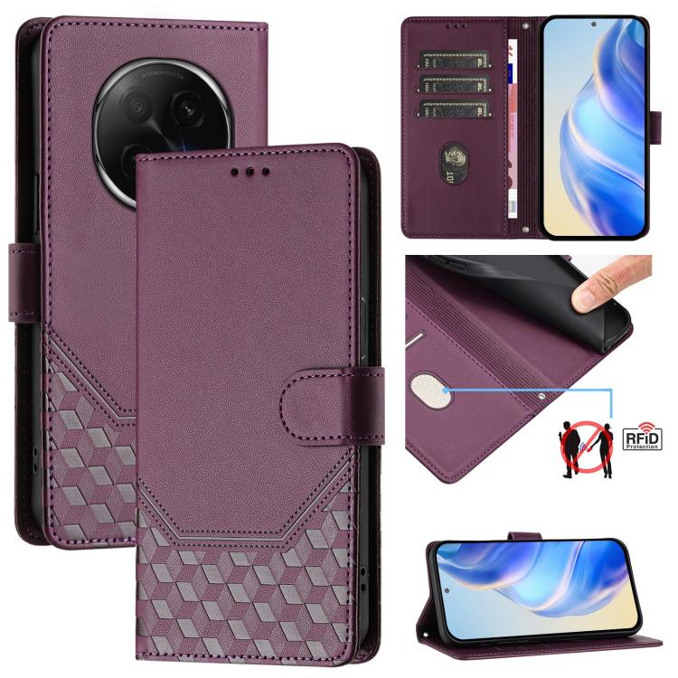 Honeycomb Embossing RFID Leather Phone Case, For OPPO Find X8 Ultra 5G, For OPPO A5 Pro 5G Global, For OPPO A5 Pro China, For OPPO Find X8, For OPPO A80 5G European / K12x 5G Global, For OPPO Reno12 F 4G Global, For OPPO Reno12 Pro 5G Global           ...