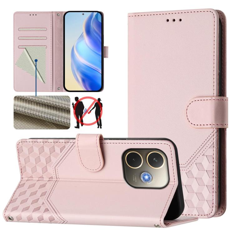Honeycomb Embossing RFID Leather Phone Case, For OPPO Find X8 Ultra 5G, For OPPO A5 Pro 5G Global, For OPPO A5 Pro China, For OPPO Find X8, For OPPO A80 5G European / K12x 5G Global, For OPPO Reno12 F 4G Global, For OPPO Reno12 Pro 5G Global           ...