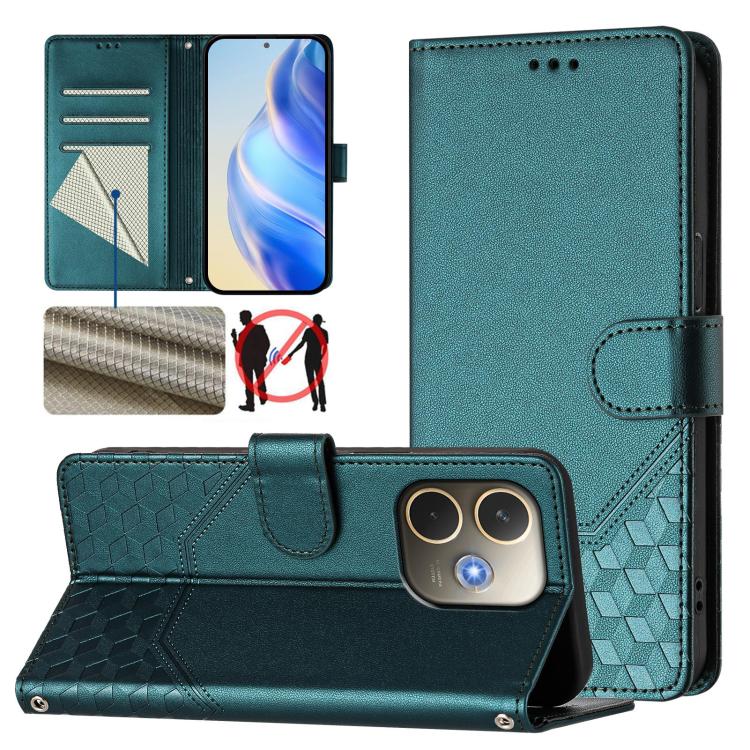 Honeycomb Embossing RFID Leather Phone Case, For OPPO Find X8 Ultra 5G, For OPPO A5 Pro 5G Global, For OPPO A5 Pro China, For OPPO Find X8, For OPPO A80 5G European / K12x 5G Global, For OPPO Reno12 F 4G Global, For OPPO Reno12 Pro 5G Global           ...