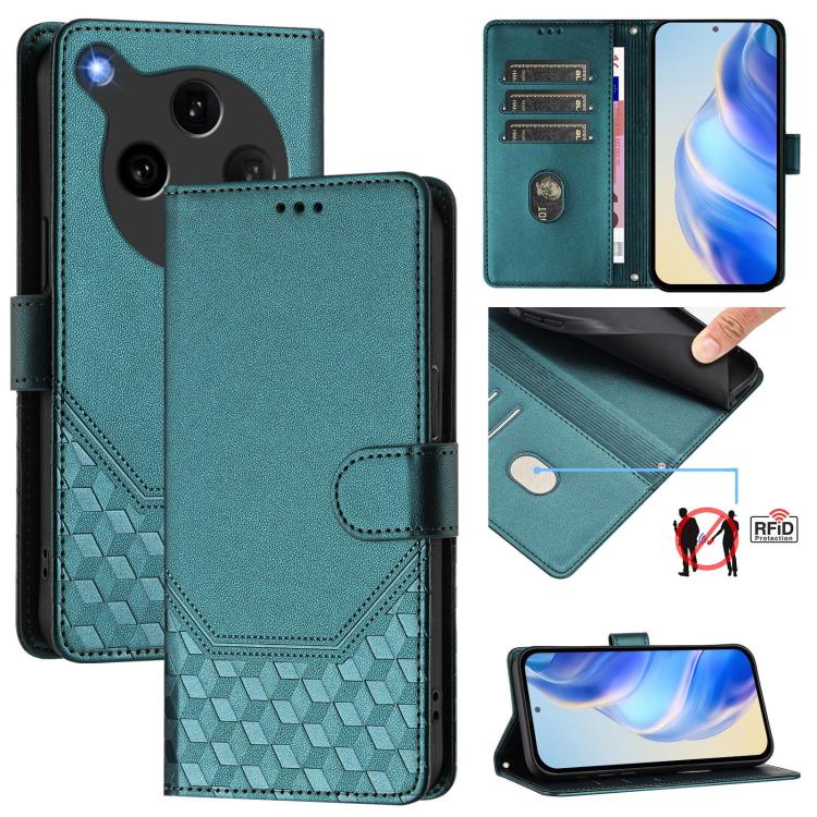 Honeycomb Embossing RFID Leather Phone Case, For OPPO Find X8 Ultra 5G, For OPPO A5 Pro 5G Global, For OPPO A5 Pro China, For OPPO Find X8, For OPPO A80 5G European / K12x 5G Global, For OPPO Reno12 F 4G Global, For OPPO Reno12 Pro 5G Global           ...