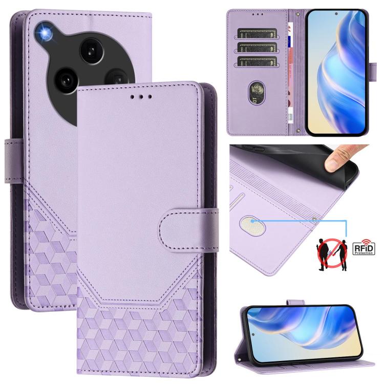 Honeycomb Embossing RFID Leather Phone Case, For OPPO Find X8 Ultra 5G, For OPPO A5 Pro 5G Global, For OPPO A5 Pro China, For OPPO Find X8, For OPPO A80 5G European / K12x 5G Global, For OPPO Reno12 F 4G Global, For OPPO Reno12 Pro 5G Global           ...