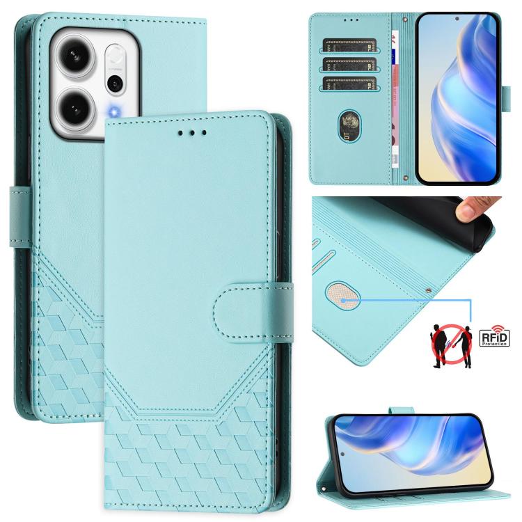 Honeycomb Embossing RFID Leather Phone Case, For OPPO K13 Turbo 5G, For OPPO Reno14 F 5G, For OPPO A5x 5G / 4G Global, For OPPO A5 5G / A3 Pro 5G Global, For OPPO Reno14 Pro Global, For OPPO Reno14 Global, For OPPO Find X8s+ 5G, For OPPO Find X8s 5G